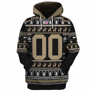 Personalized New Orleans Saints Logo And Christmas Pattern AOP Hoodie