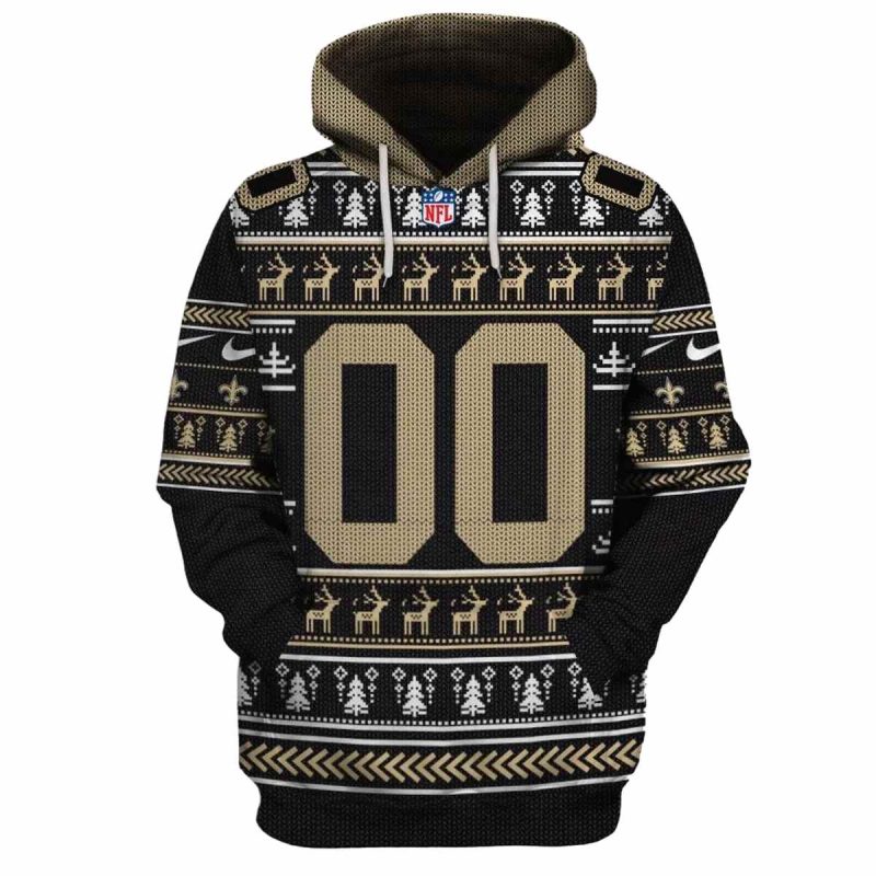 Personalized New Orleans Saints Logo And Christmas Pattern Aop Hoodie 1