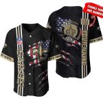 Personalized New Orleans Saints Logo And Flag Black Baseball Jersey