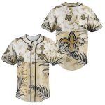Personalized New Orleans Saints Logo And Floral Pattern Baseball Jersey