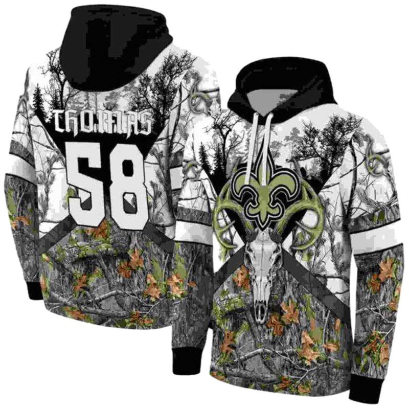 Personalized New Orleans Saints Logo And Forest Silhouette Aop Hoodie 1