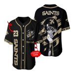 Personalized New Orleans Saints Logo And Helmet Black Baseball Jersey