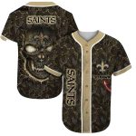 Personalized New Orleans Saints Logo And Lava Skull Baseball Jersey