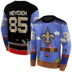 Personalized New Orleans Saints Logo And Mario Blue Black AOP Sweatshirt