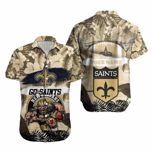 Personalized New Orleans Saints Logo And Mascot Hawaiian Shirt
