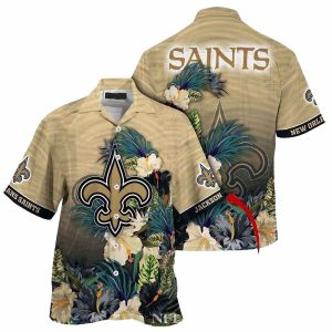 Personalized New Orleans Saints Logo And Ornate Hibiscus Hawaiian Shirt