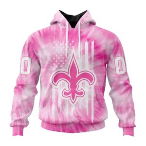Personalized New Orleans Saints Logo And Pink Tie Dye AOP Hoodie
