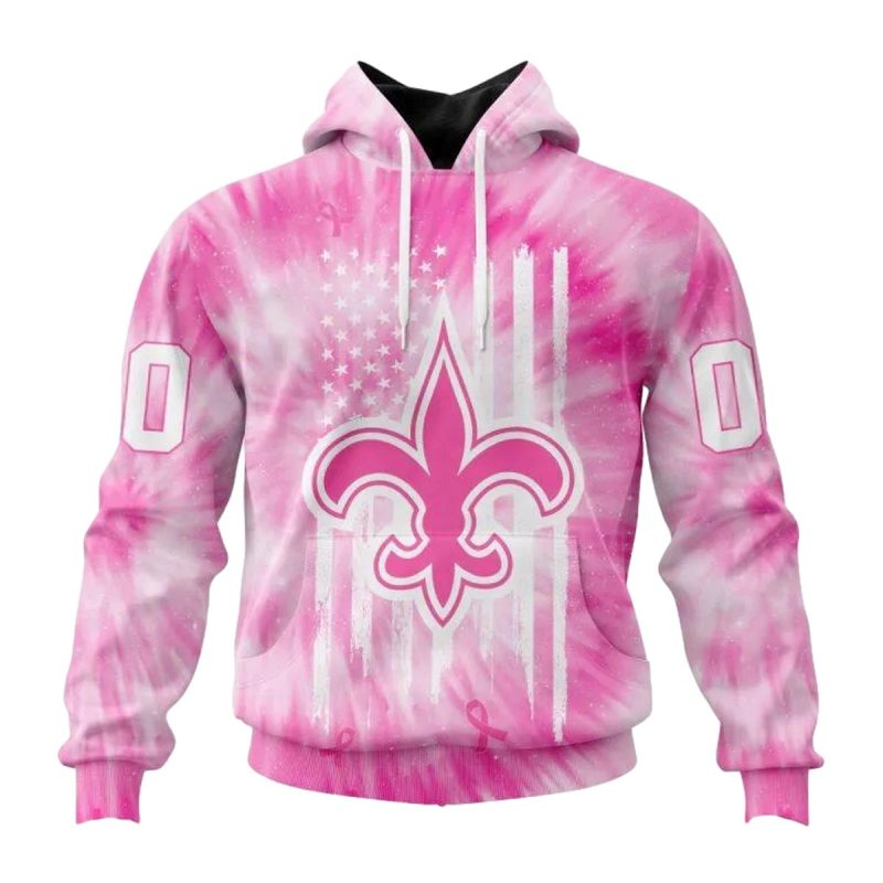 Personalized New Orleans Saints Logo And Pink Tie Dye Aop Hoodie 1