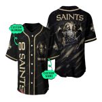 Personalized New Orleans Saints Logo And Skull Black Baseball Jersey