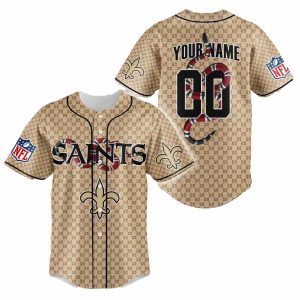 Personalized New Orleans Saints Logo And Snake Baseball Jersey