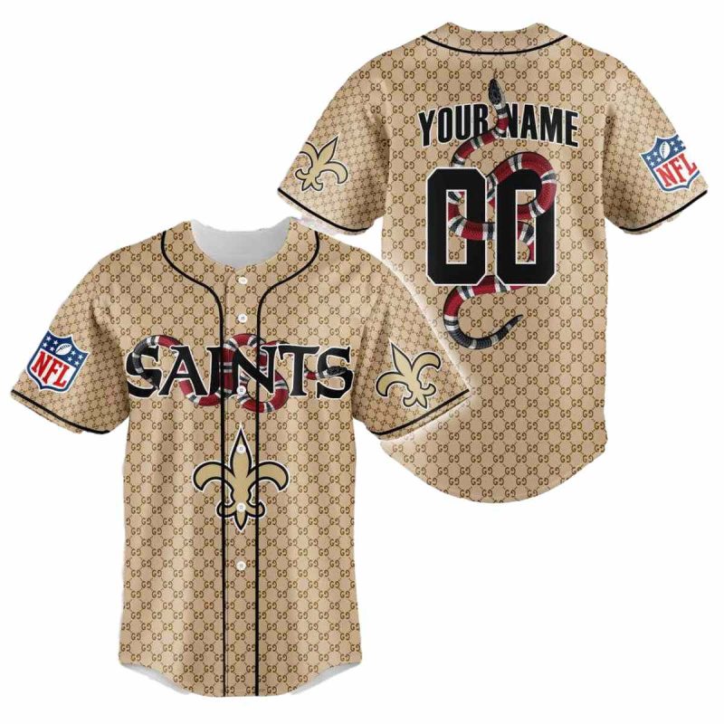 Personalized New Orleans Saints Logo And Snake Baseball Jersey 1