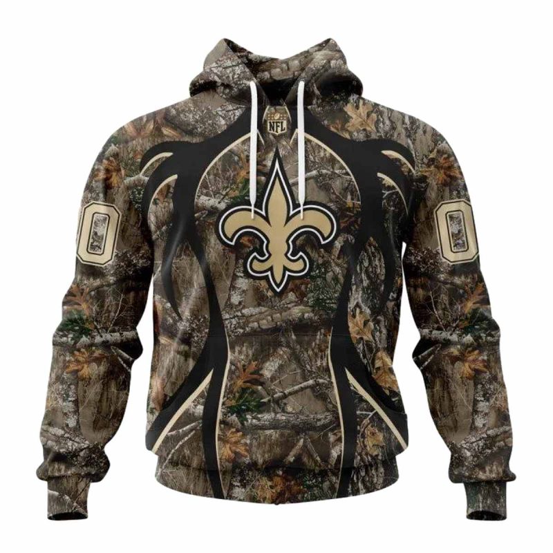 Personalized New Orleans Saints Logo And Special Hunting Camo Aop Hoodie 1