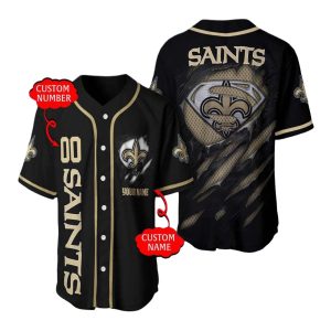Personalized New Orleans Saints Logo And Super Man Baseball Jersey
