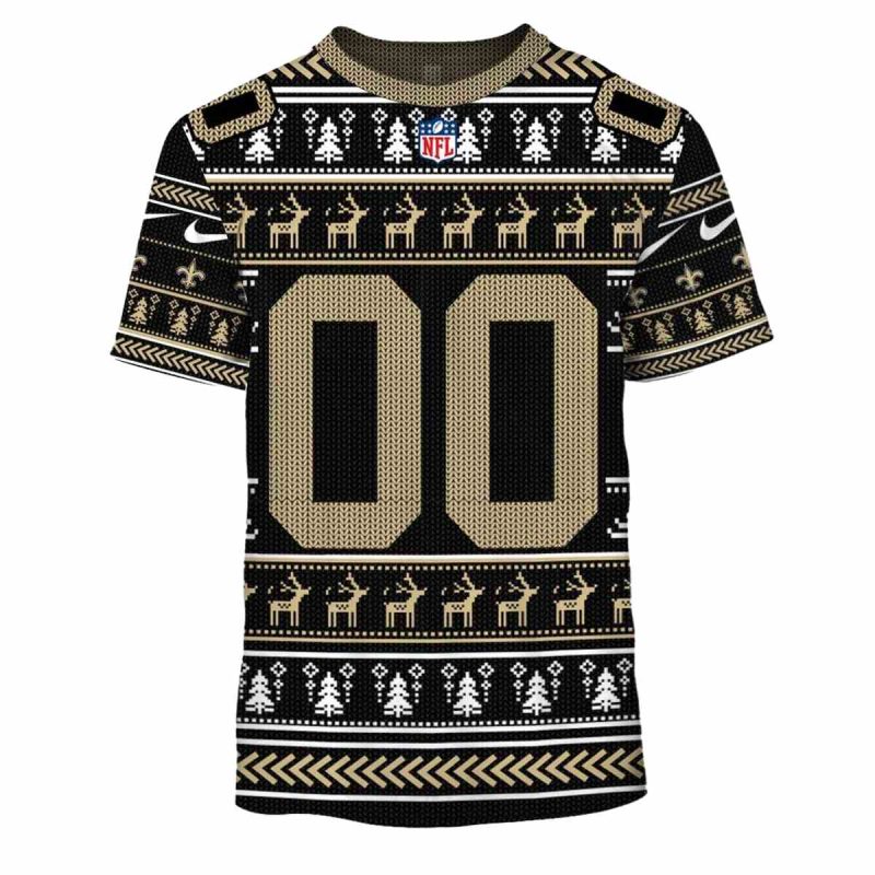 Personalized New Orleans Saints Logo Christmas Pattern Aop T Shirt 1