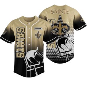 Personalized New Orleans Saints Logo In My Heart Black And Gold Baseball Jersey