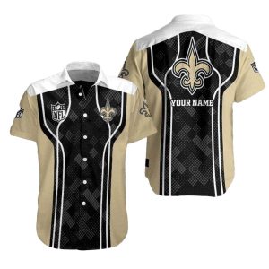 Personalized New Orleans Saints Logo In My Heart Black And Gold Hawaiian Shirt