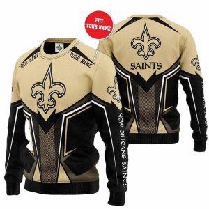 Personalized New Orleans Saints Logo In My Heart Golden Black AOP Sweatshirt