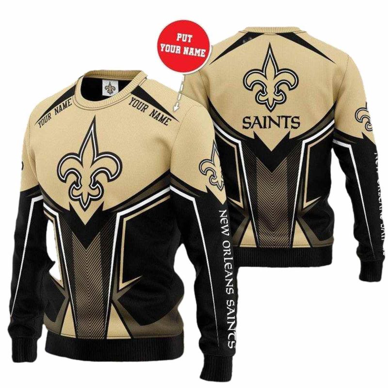 Personalized New Orleans Saints Logo In My Heart Golden Black Aop Sweatshirt 1