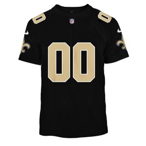Personalized New Orleans Saints Logo Jersey Black AOP T Shirt