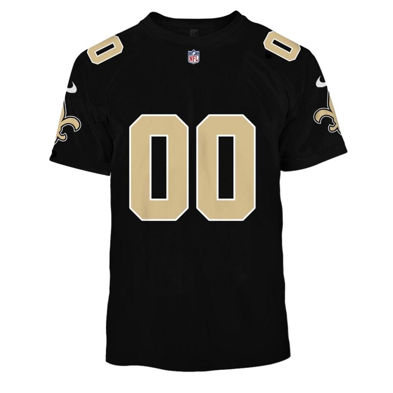 Personalized New Orleans Saints Logo Jersey Black Aop T Shirt 1