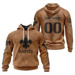 Personalized New Orleans Saints Logo Lovely Brown Pattern AOP Hoodie