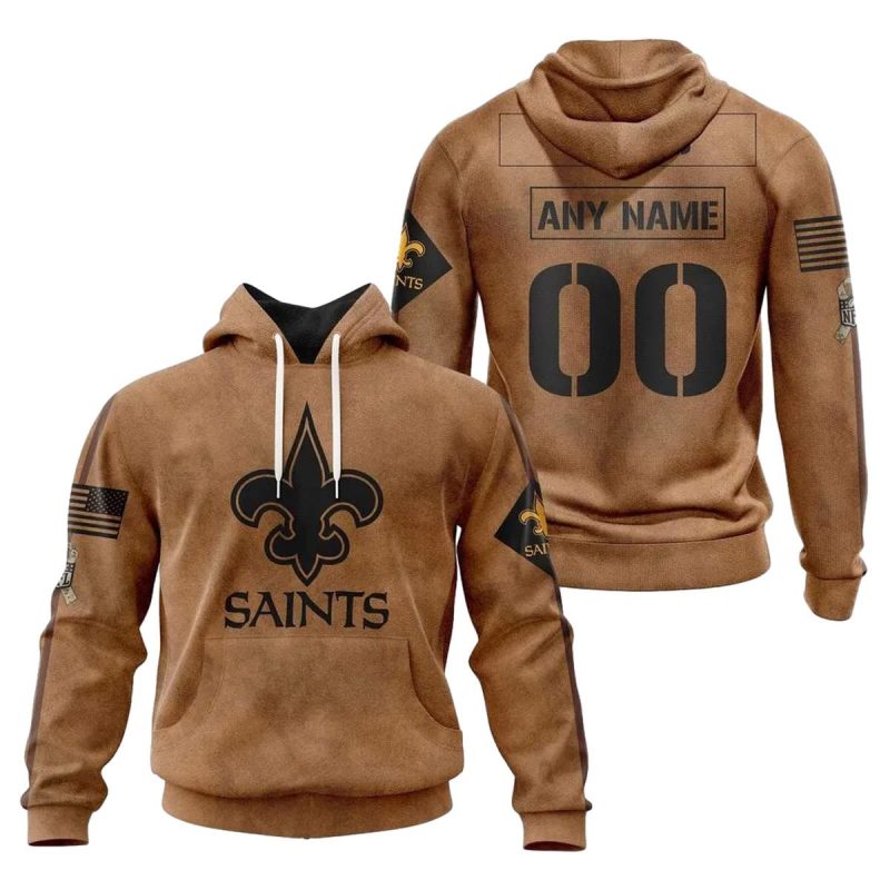 Personalized New Orleans Saints Logo Lovely Brown Pattern Aop Hoodie 1