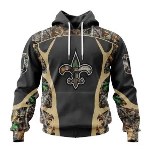 Personalized New Orleans Saints Logo Lover And Camo Hunting AOP Hoodie