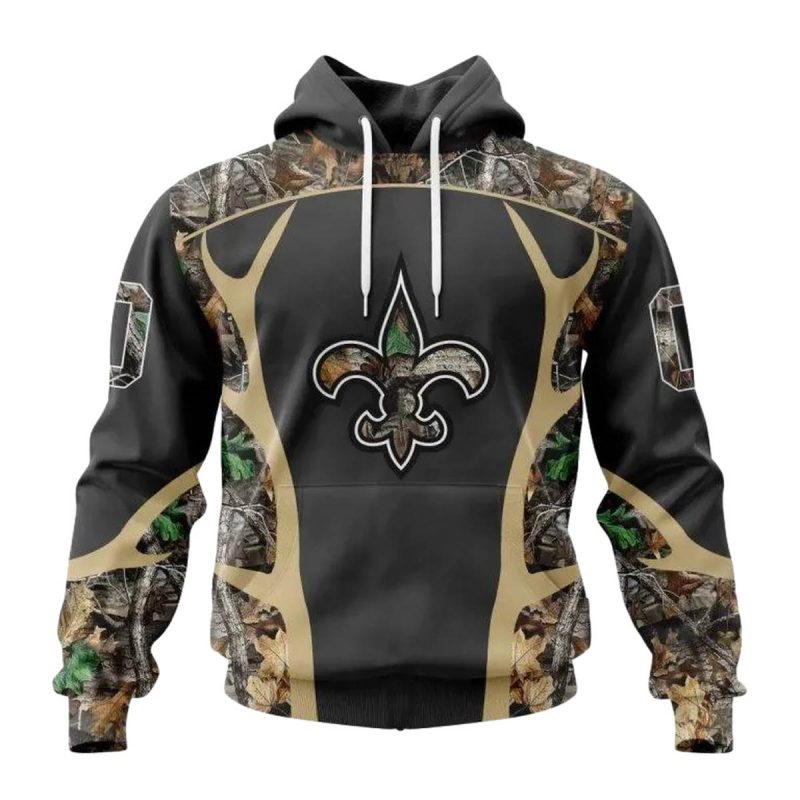 Personalized New Orleans Saints Logo Lover And Camo Hunting Aop Hoodie 1