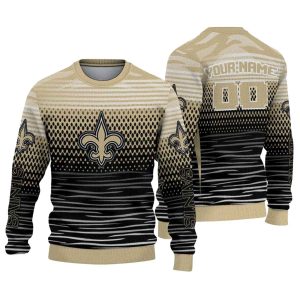 Personalized New Orleans Saints Logo Lover Diamond Mesh AOP Sweatshirt