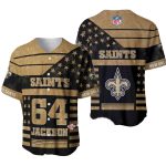 Personalized New Orleans Saints Logo Retro Black And Gold Baseball Jersey