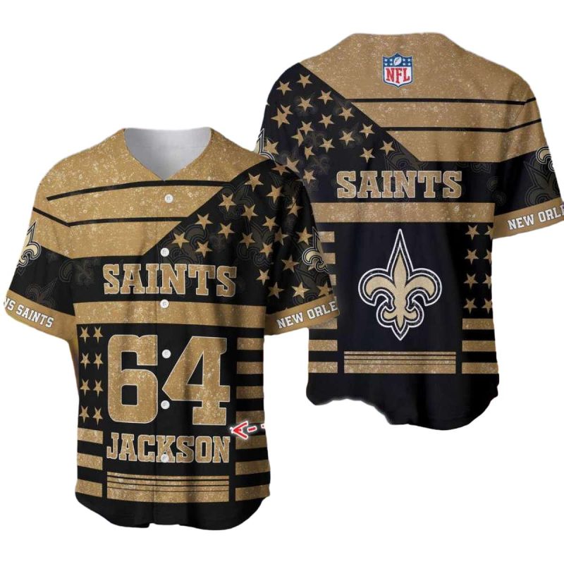 Personalized New Orleans Saints Logo Retro Black And Gold Baseball Jersey 1
