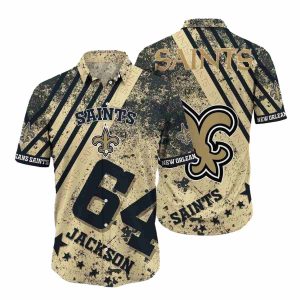 Personalized New Orleans Saints Logo Retro Gold Hawaiian Shirt