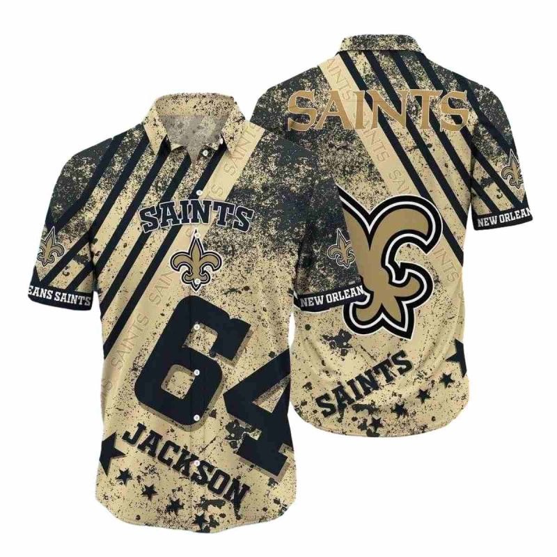 Personalized New Orleans Saints Logo Retro Gold Hawaiian Shirt 1