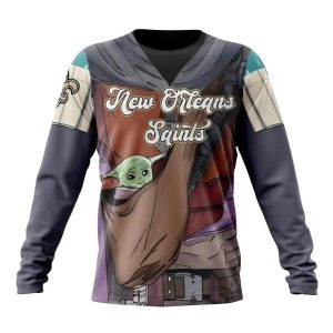Personalized New Orleans Saints Mandalorian And Baby Yoda AOP Sweatshirt