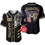 Personalized New Orleans Saints Mascot Eagle And Flag Baseball Jersey