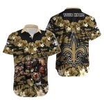 Personalized New Orleans Saints Mascot Gold Hibiscus Hawaiian Shirt