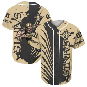 Personalized New Orleans Saints Mascot Golden Black Fashion Baseball Jersey