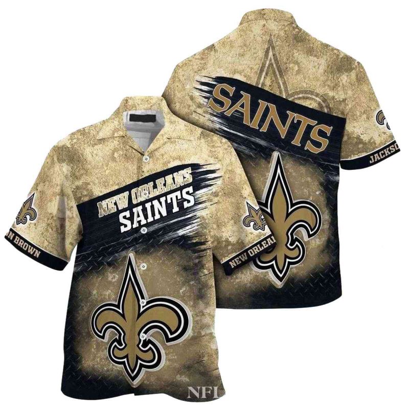 Personalized New Orleans Saints Metal Pattern Hawaiian Shirt 1
