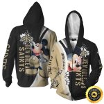 Personalized New Orleans Saints Mickey Mouse Black And Gold AOP Hoodie