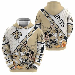 Personalized New Orleans Saints Mickey Mouse Character Cartoon Movie AOP Hoodie