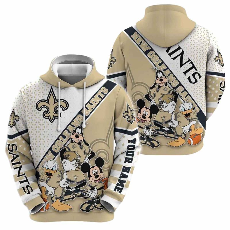 Personalized New Orleans Saints Mickey Mouse Character Cartoon Movie Aop Hoodie 1
