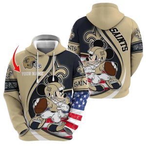 Personalized New Orleans Saints Mickey Mouse Player AOP Hoodie