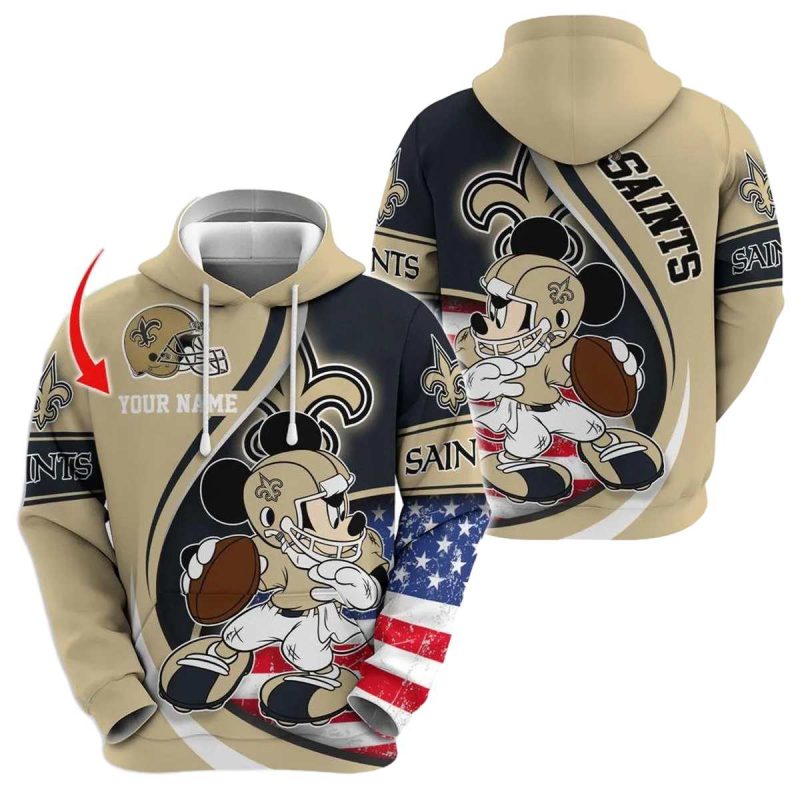 Personalized New Orleans Saints Mickey Mouse Player Aop Hoodie 1