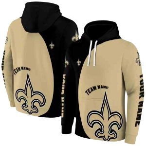 Personalized New Orleans Saints Minimalist Design Gold Black AOP Hoodie