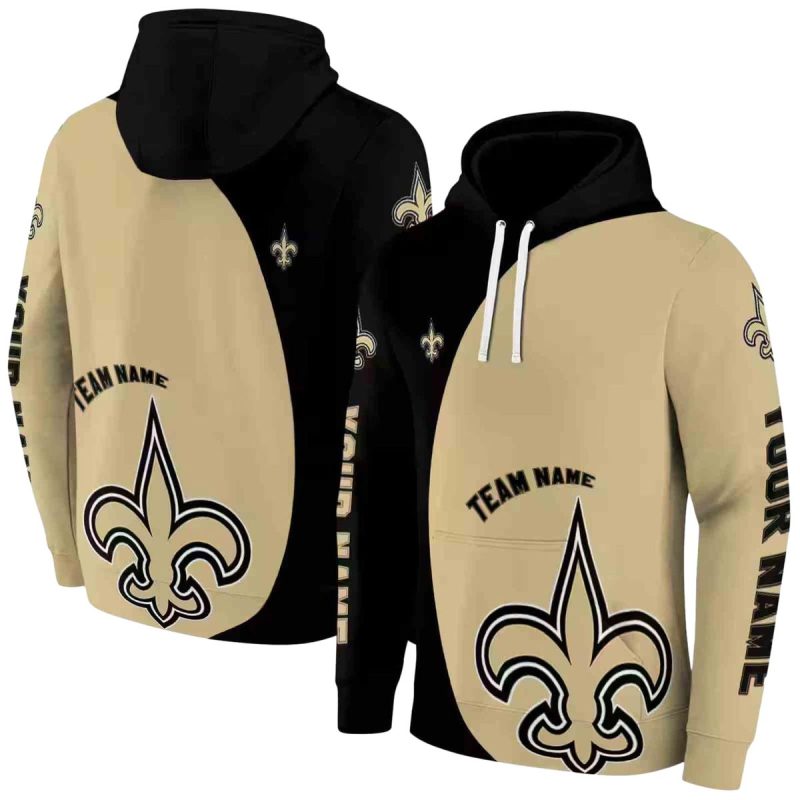 Personalized New Orleans Saints Minimalist Design Gold Black Aop Hoodie 1
