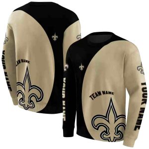Personalized New Orleans Saints Minimalist Design Gold Black AOP Sweatshirt