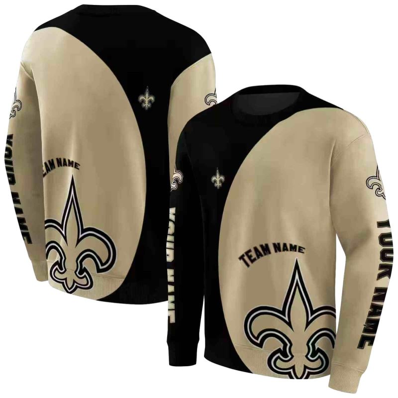 Personalized New Orleans Saints Minimalist Design Gold Black Aop Sweatshirt 1
