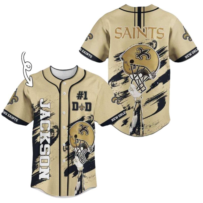 Personalized New Orleans Saints No 1 Dad Baseball Jersey 1