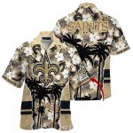 Personalized New Orleans Saints Palm Coconut Shadows Hawaiian Shirt