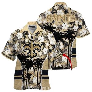 Personalized New Orleans Saints Palm Coconut Shadows Hawaiian Shirt